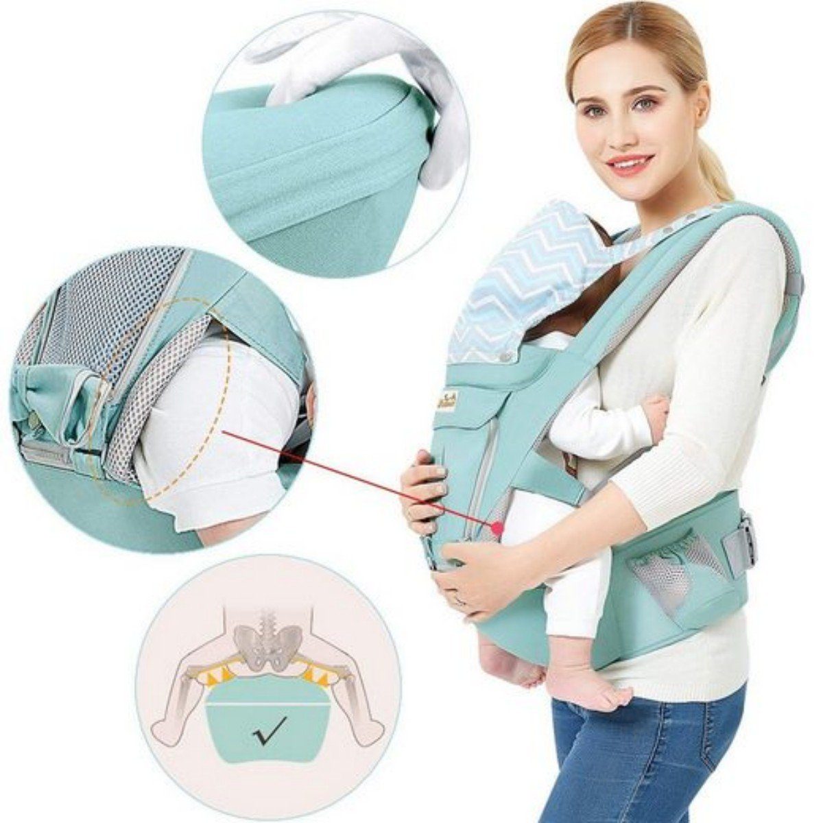 Hikeren Bauchtrage 6-in-1 Babytrage für Neugeborene ab Geburt,(3-30kg)