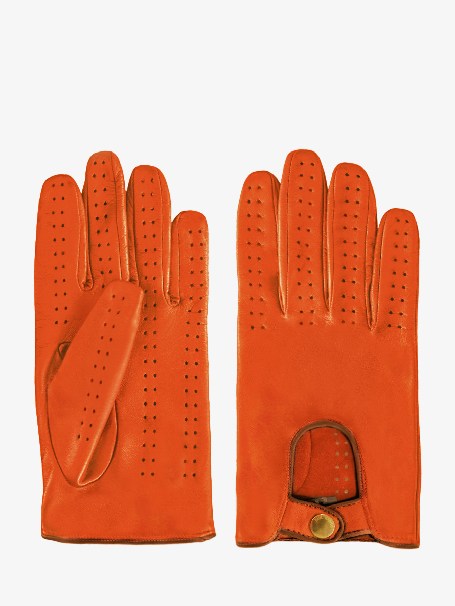 Gants Pilote Homme - Orange / Naturel