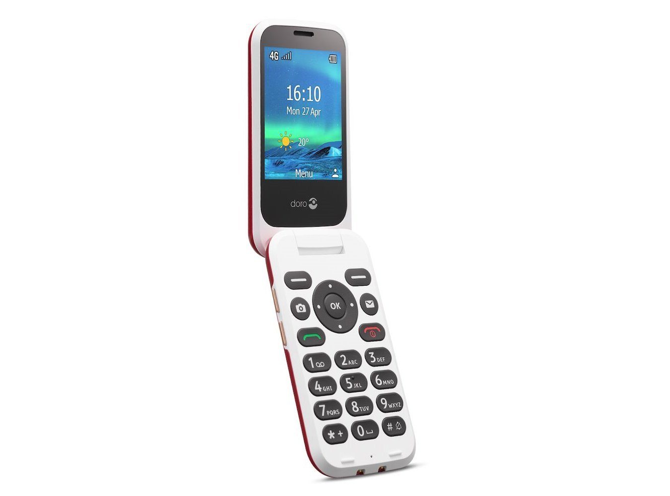 Doro 6880 rot Seniorenhandy (7,11 cm/2.8 Zoll, 128 GB Speicherplatz, 2 MP Kamera, Notruftaste auf der Rückseite, hörgerätekompatibel)