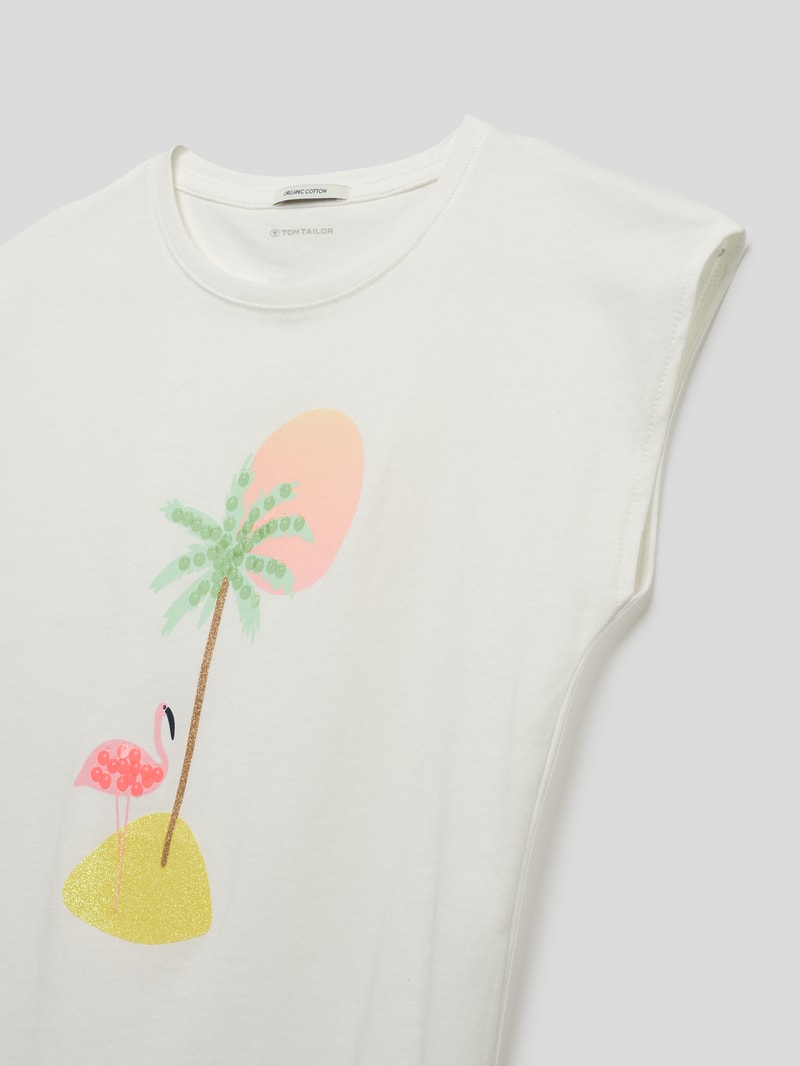 T-Shirt mit Motiv-Print in weiß