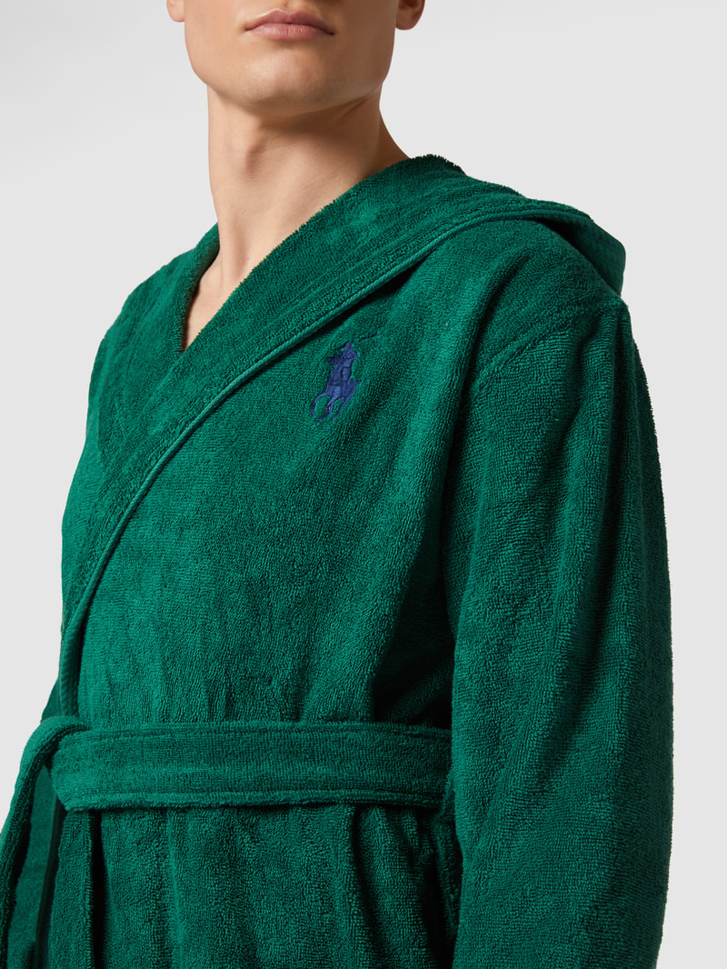 Unisex Bademantel mit Kapuze in smaragdgrün