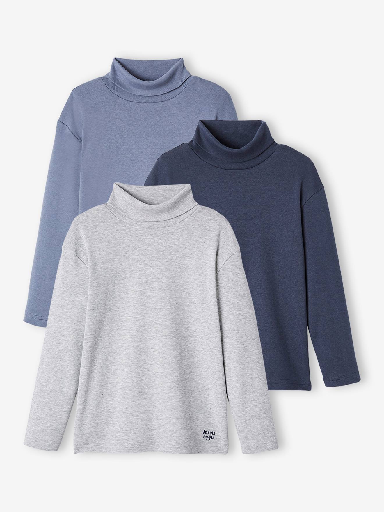 Vertbaudet 3er-Pack Jungen Rollkragenshirts BASIC Oeko-Tex - pack hellgrau meliert