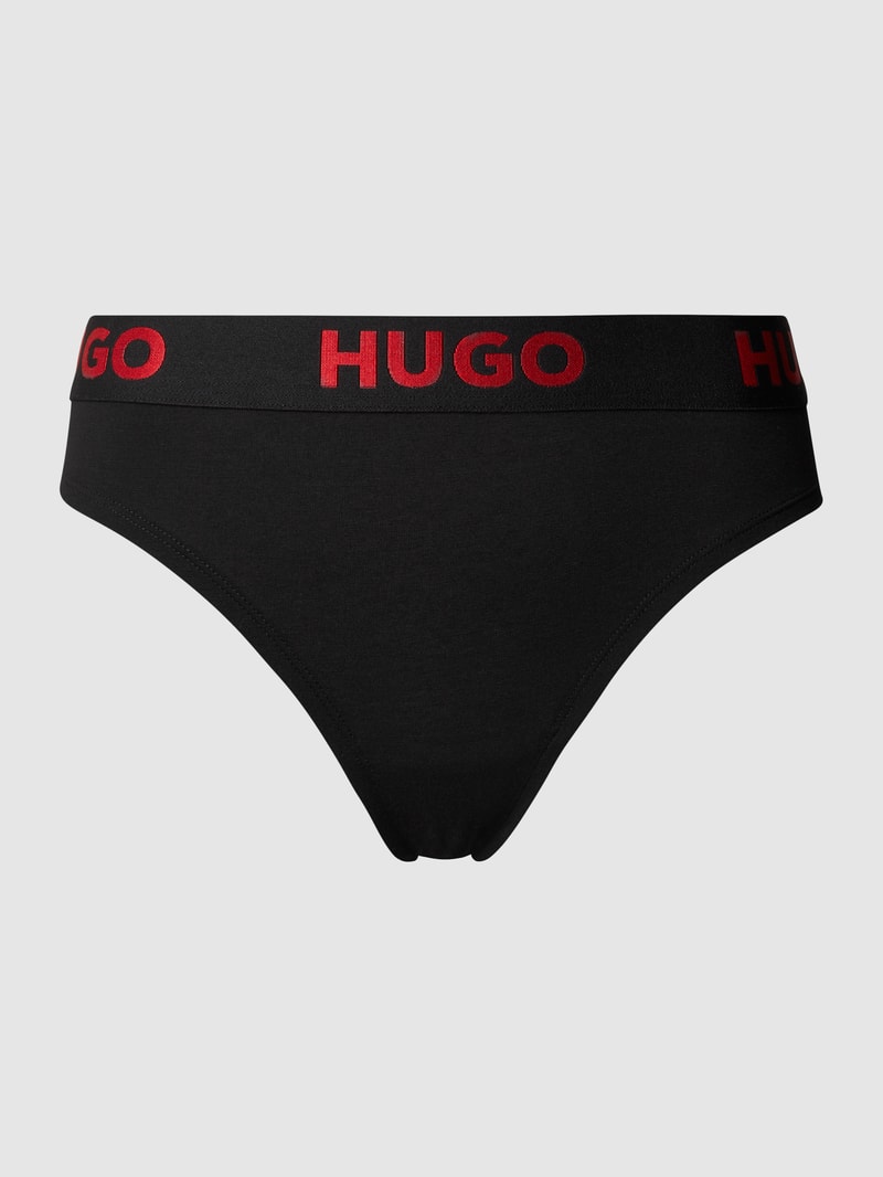 String mit Logo-Bund in schwarz