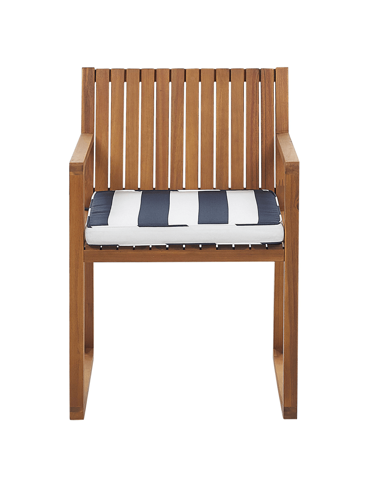 Beliani 9-tlg Gartentisch Set SASSARI in Heller Holzfarbton/Weiß/Blau günstig kaufen onesize