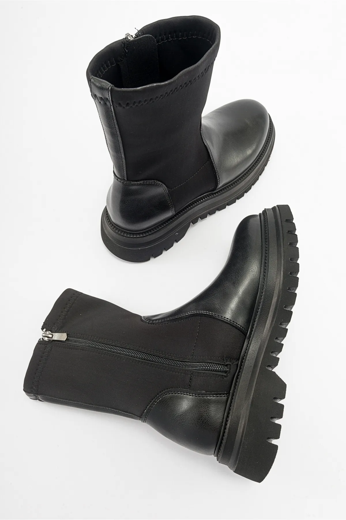 LuviShoes  ALİAS Schwarze Scuba-Damenstiefel