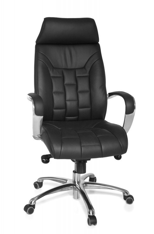 Amstyle XXL Chefsessel Echtleder schwarz, 5-Punkt Multiblock-Mechanik, Bürostuhl bis 120kg