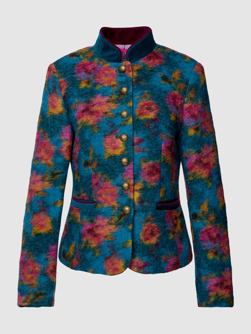 Blazer mit Stehkragen in petrol