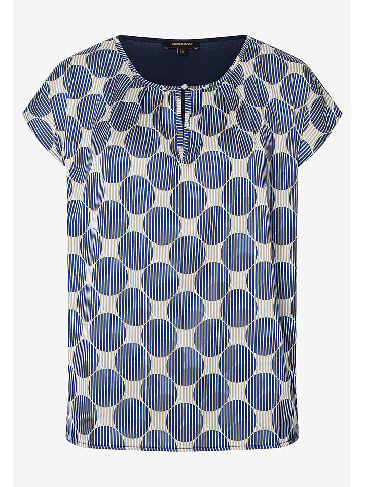 More & More Bluse in Beige/ Dunkelblau günstig kaufen