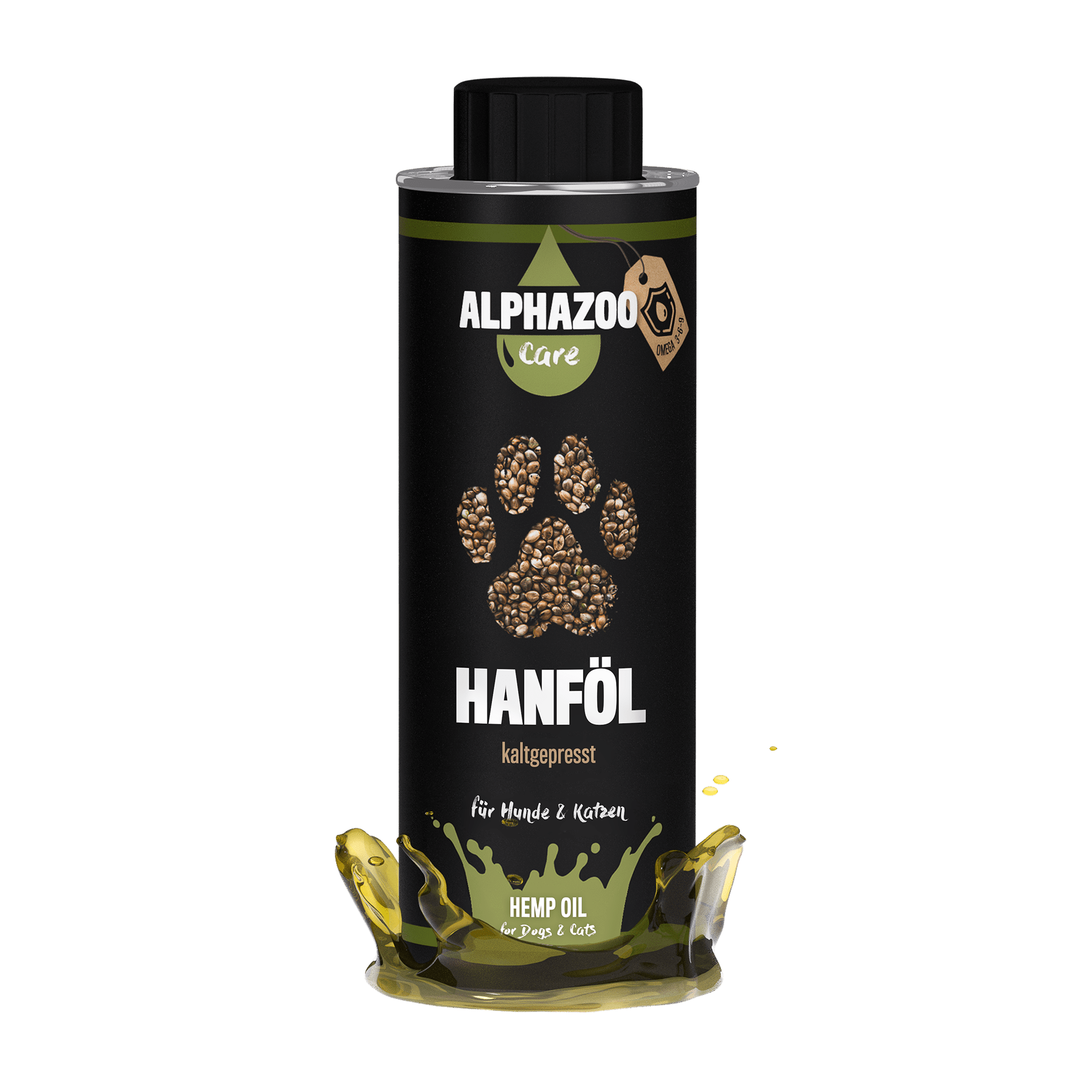 ALPHAZOO Ergänzungsfutter & Aufzucht ALPHAZOO Premium Hanföl für Hunde und Katzen