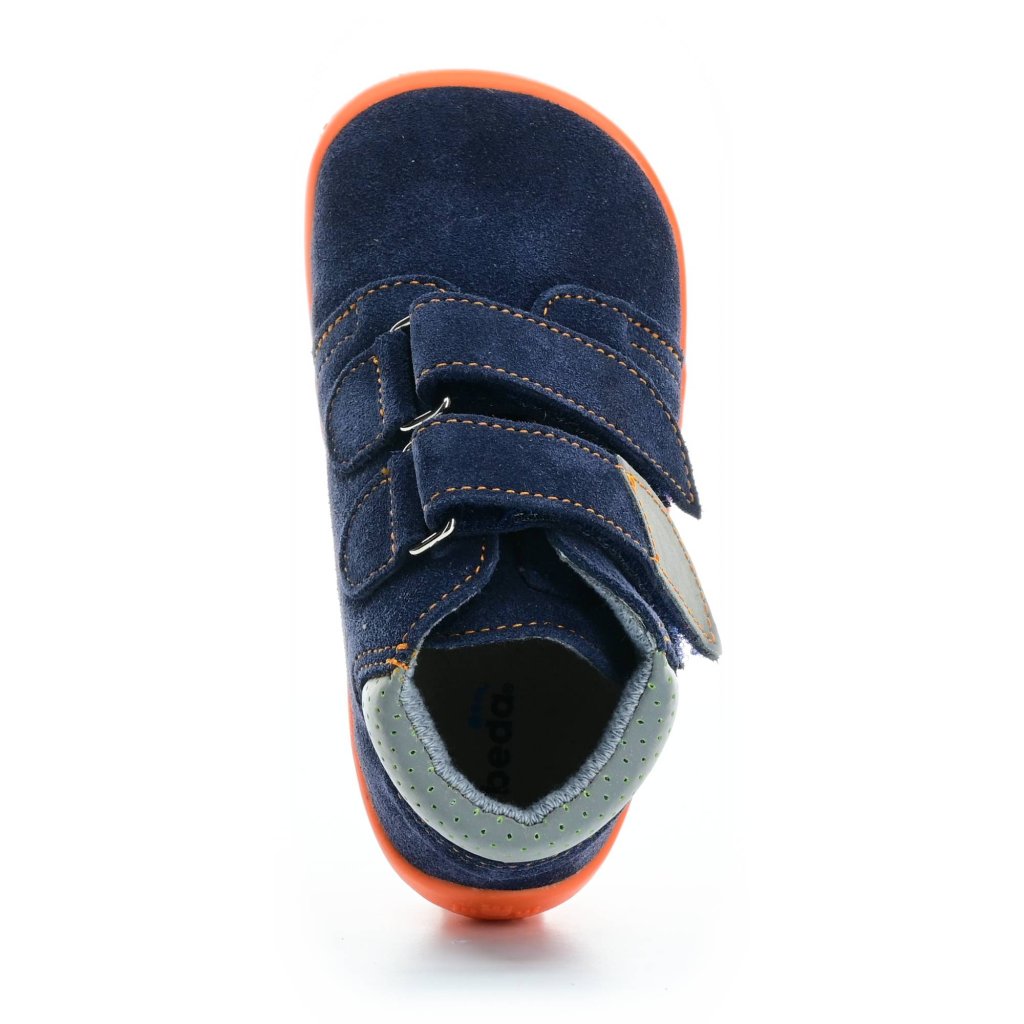 Beda Mandarine mit Membran und Hinterkappe (BF 0001/W/M/OP) dunkel blaue Barfuß-Stiefeletten