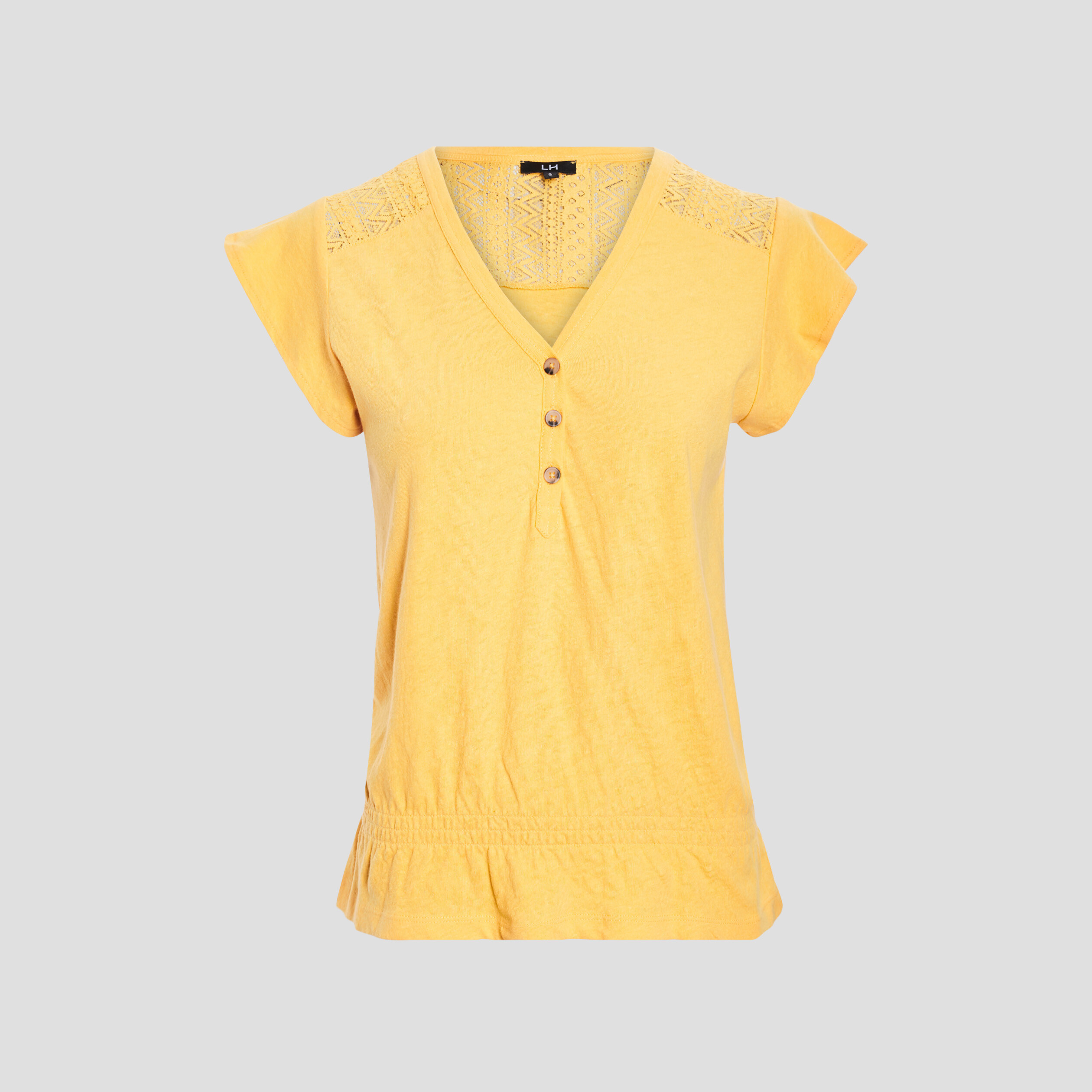 T-shirt manches courtes jaune moutarde femme | La Halle