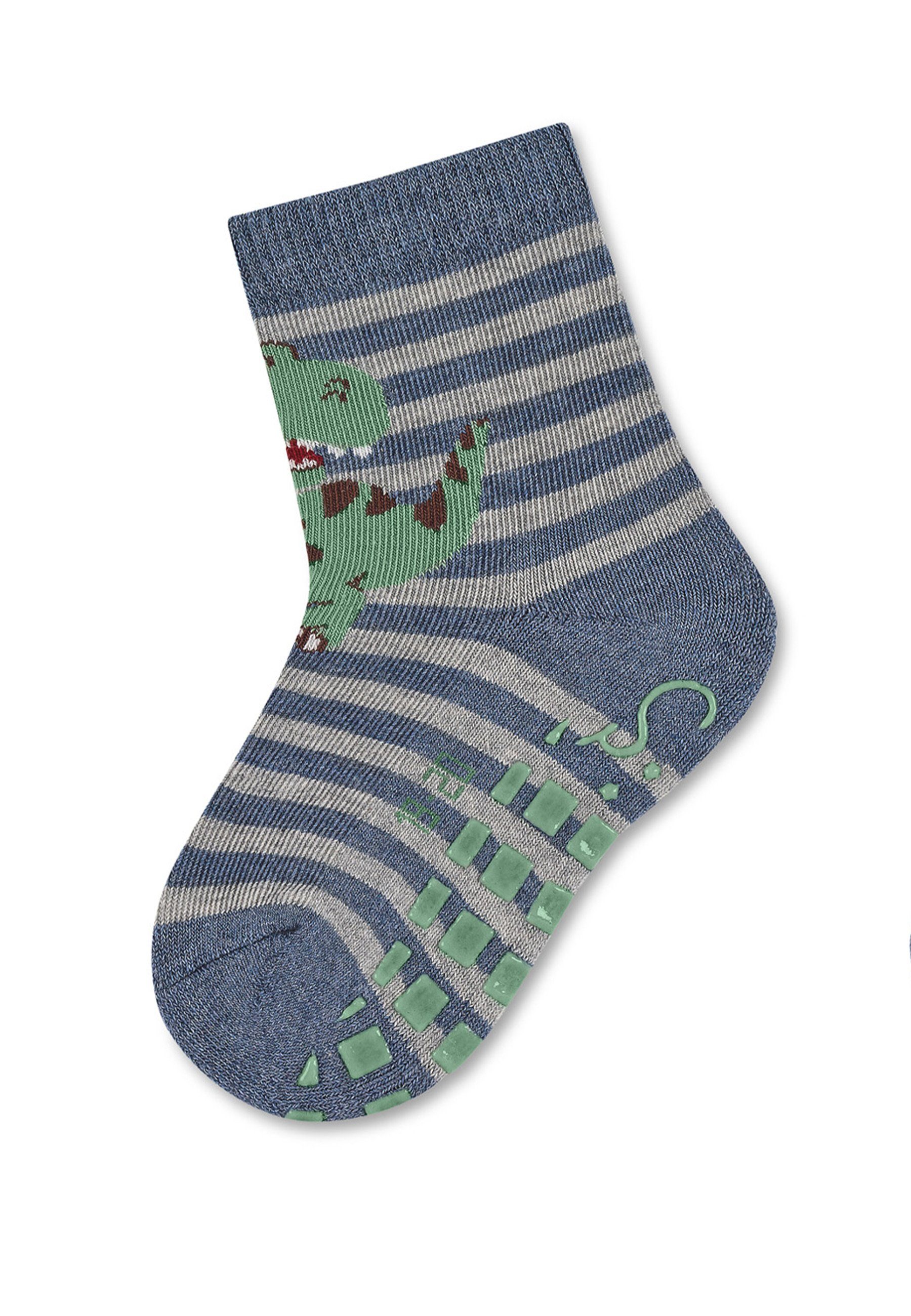 Sterntaler® ABS-Socken ABS-Söckchen T-Rex + Sterne, 2er-Pack (2er Pack Fliesensocken mit Vollplüsch) Rutschsocken mit Noppen an der Sohle, ABS- Socken mit süßen Motiven