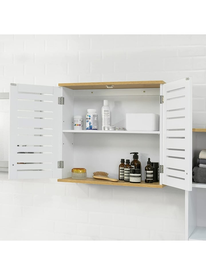 SoBuy Hängeschrank in Weiß und Natur - (B)60 x (H)56 x (T)19cm günstig kaufen onesize