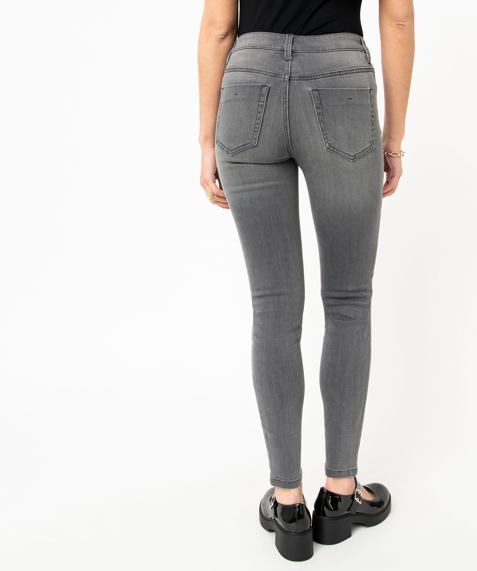 Jean Skinny taille normale délavé femme grey | GEMO