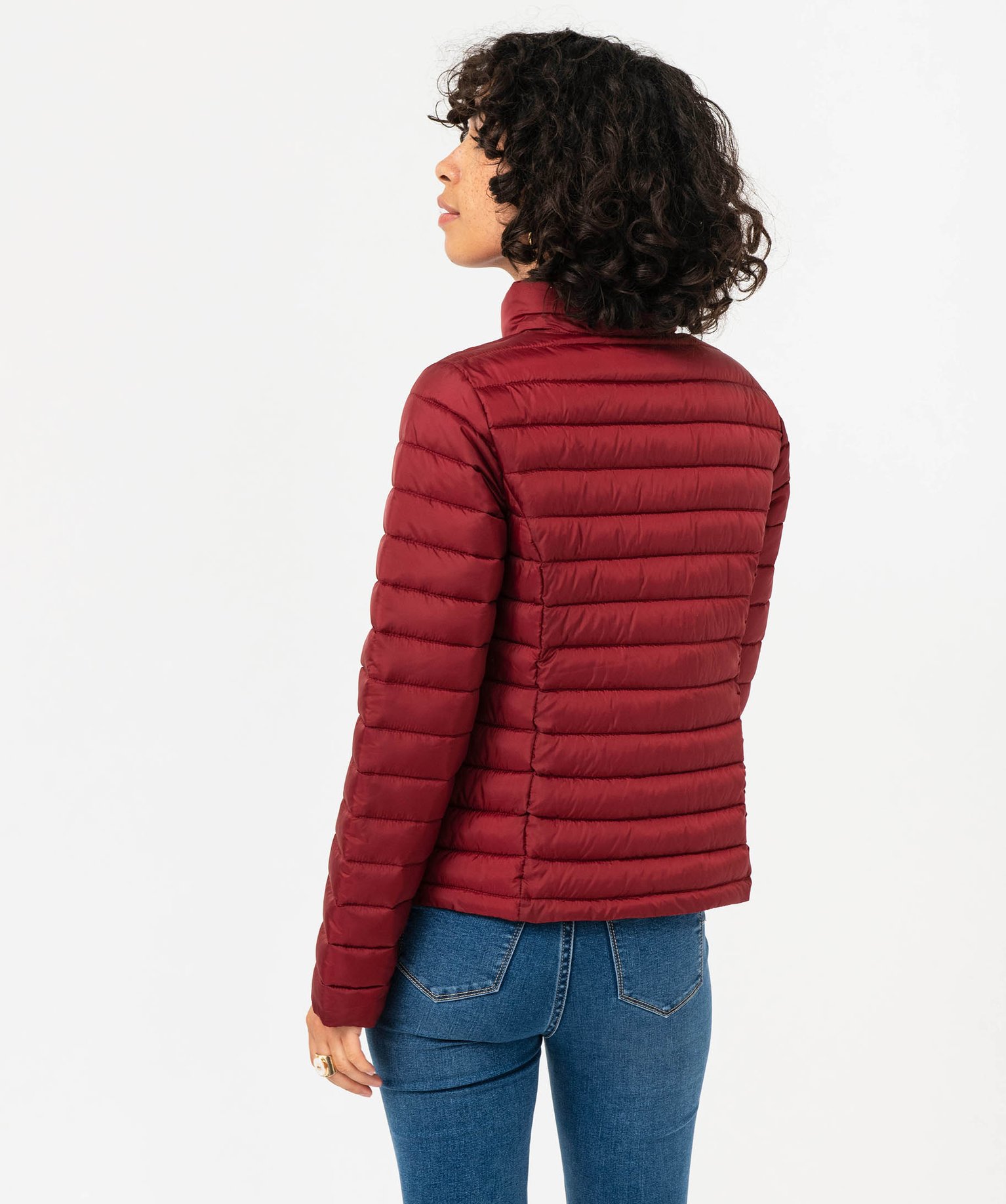 Doudoune à col montant avec rembourrage fin femme bordeaux | GEMO