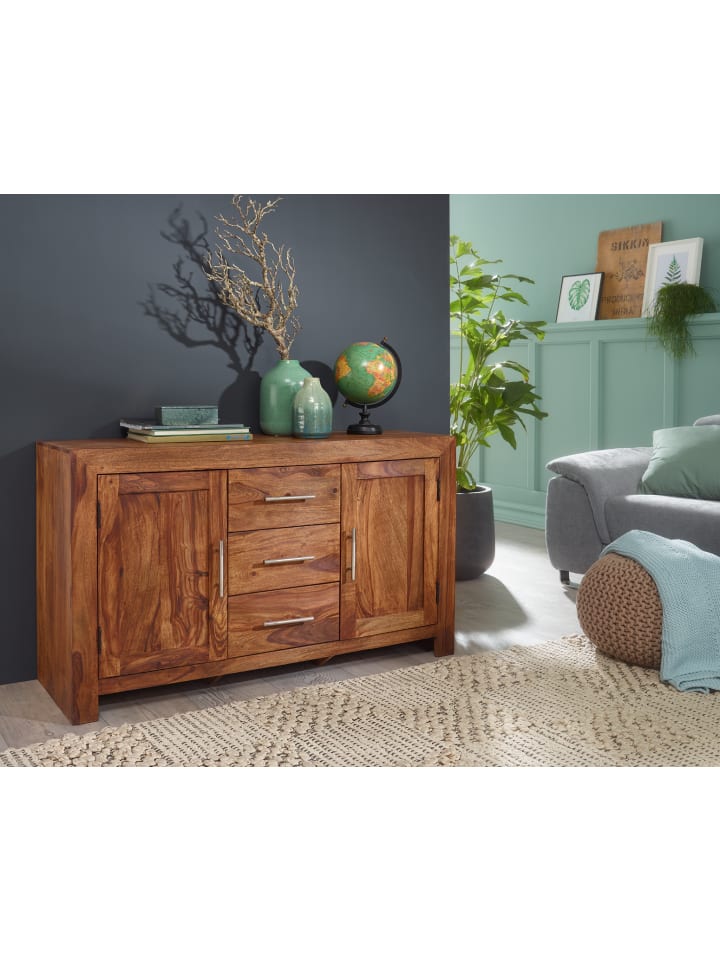 KADIMA DESIGN Sideboard Massivholz Kommode 118 cm 3 Schubladen 2 Türen günstig kaufen onesize