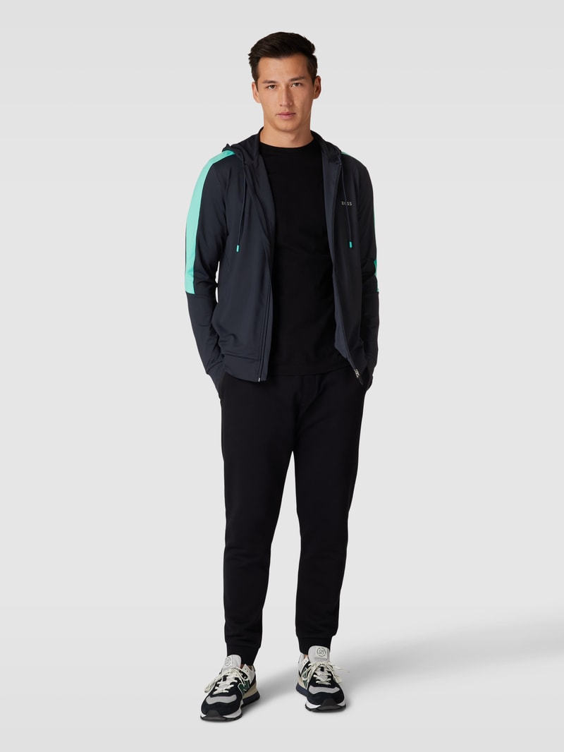 Sweatjacke mit Label-Print Modell 'Sicon' in marineblau