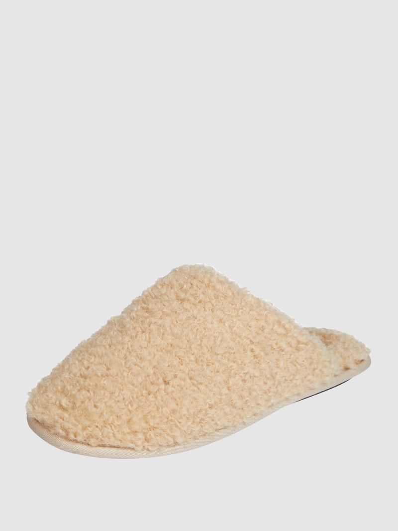 Hausschuhe aus Teddyfell in beige