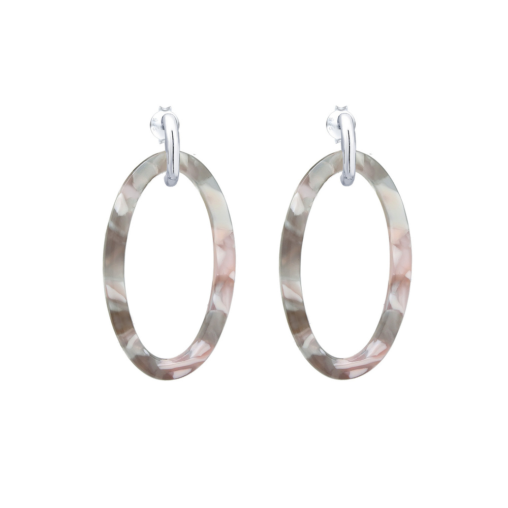 Elli Elli Boucles d'Oreilles Hänger Azetat Gemustert Tropfen Trend 925er Silber Boucles d'oreilles