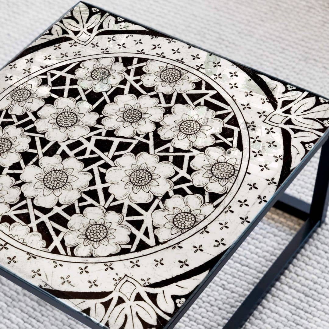 K&L Wall Art Arbeitsplatte Glas Tischplatte Retro Beistelltisch Wohnzimmer Vintage Deko Glastisch