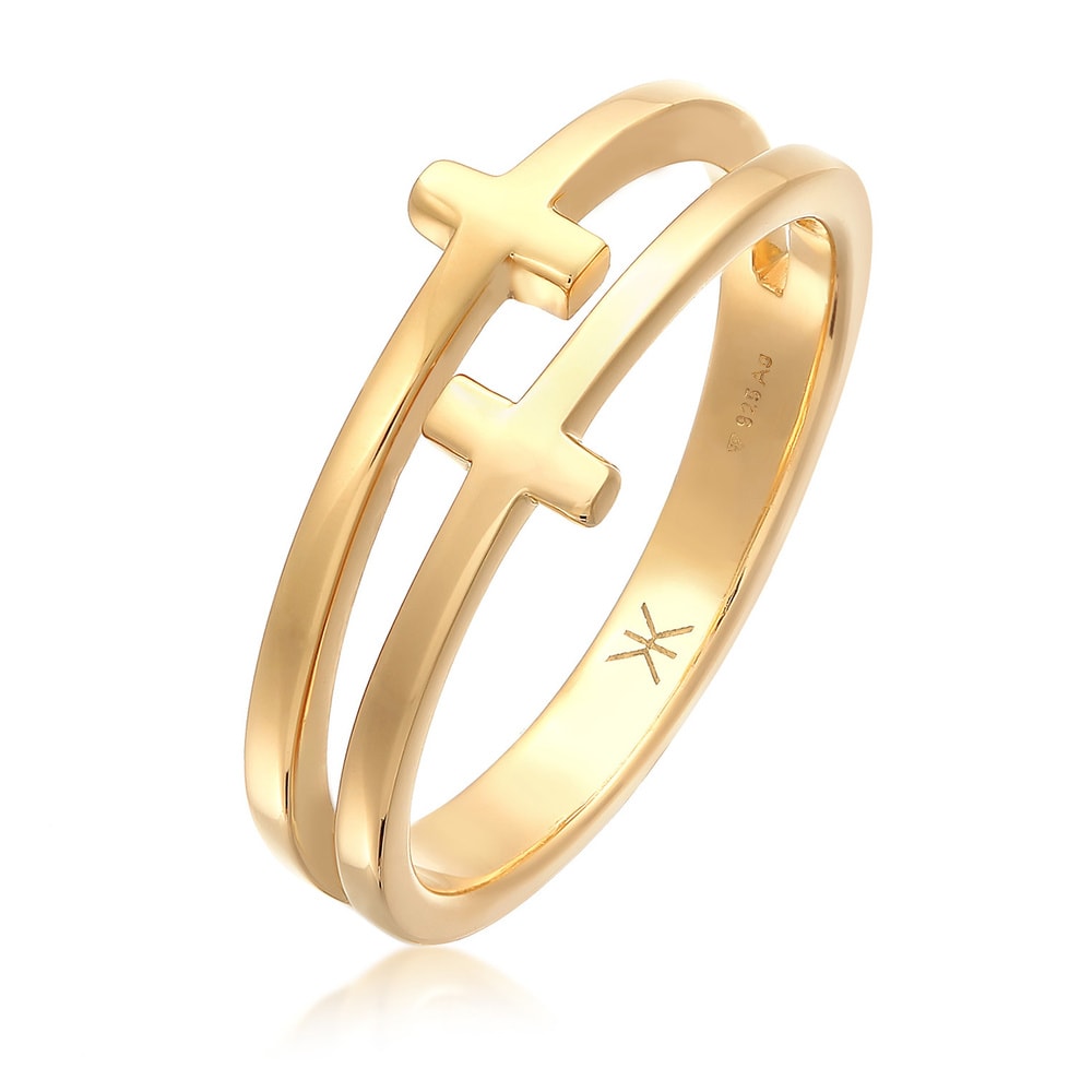 KUZZOI KUZZOI Bague Hommes Croix Double Moderne en Argent Sterling 925 Bague