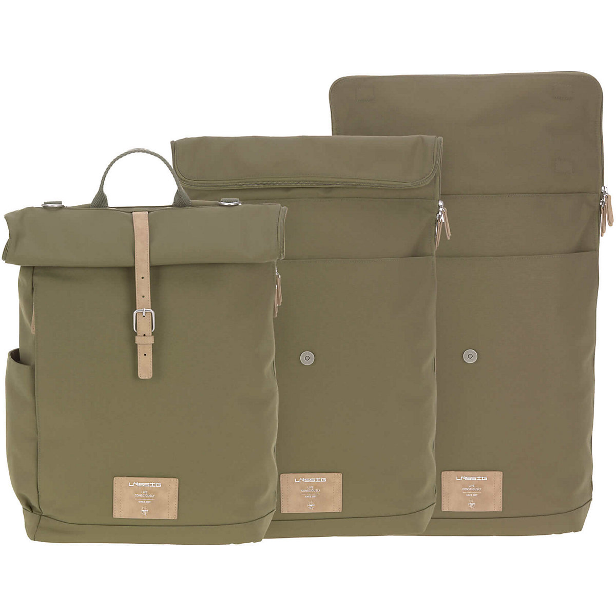 Wickelrucksack Rolltop olive, inkl. Zubehör & Wickelunterlage