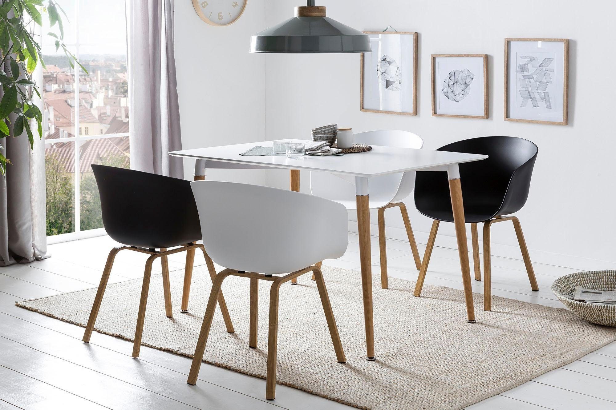 SalesFever Schalenstuhl (Set, 2 St), Metallbeine in Holzoptik