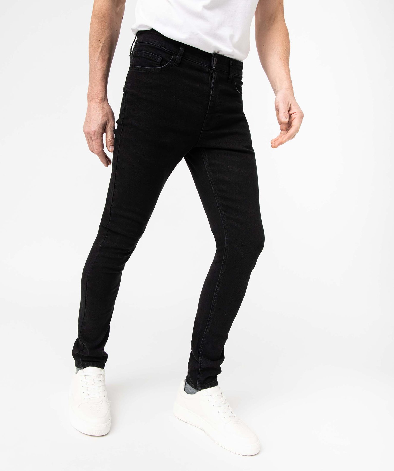 Jean homme skinny taille haute en coton stretch noir | GEMO
