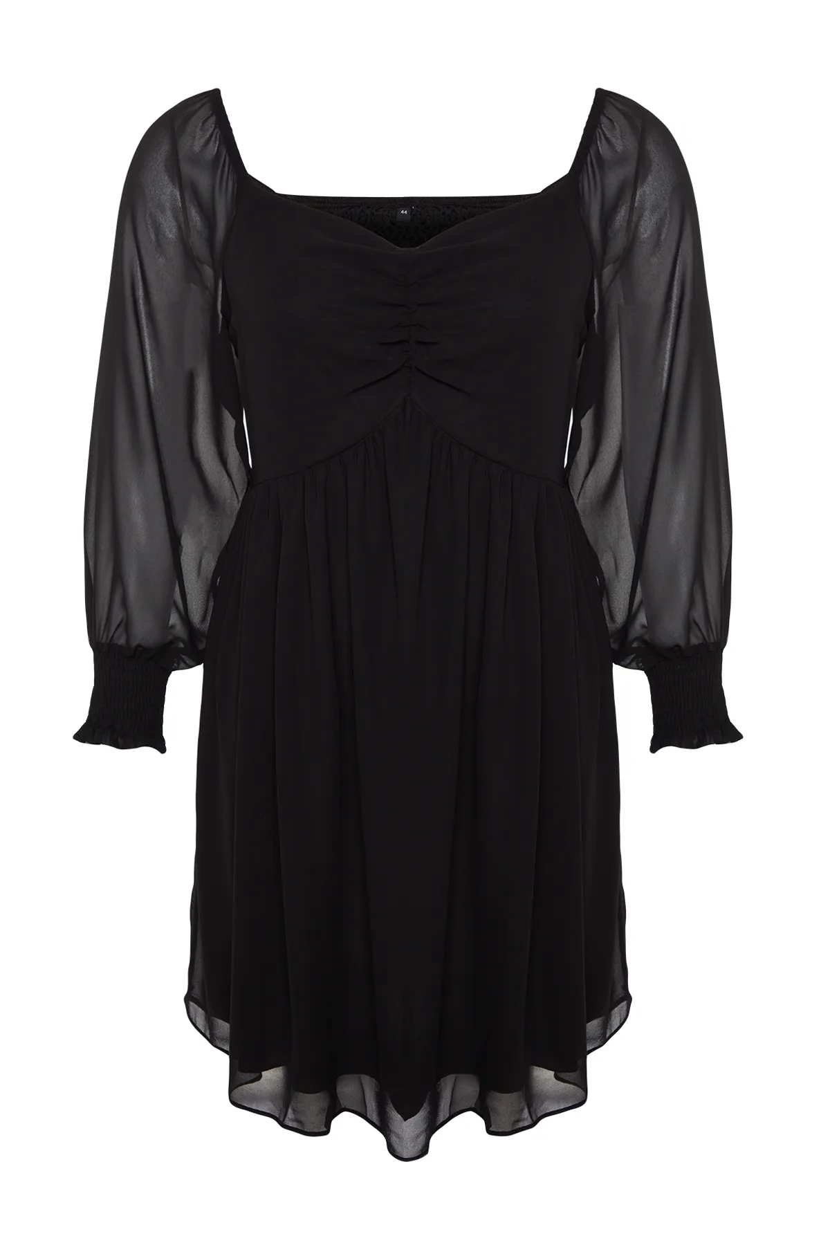 Trendyol Curve  Schwarzes gerades A-Linien-Minikleid aus Webstoff in Übergröße TBBAW24AH00076