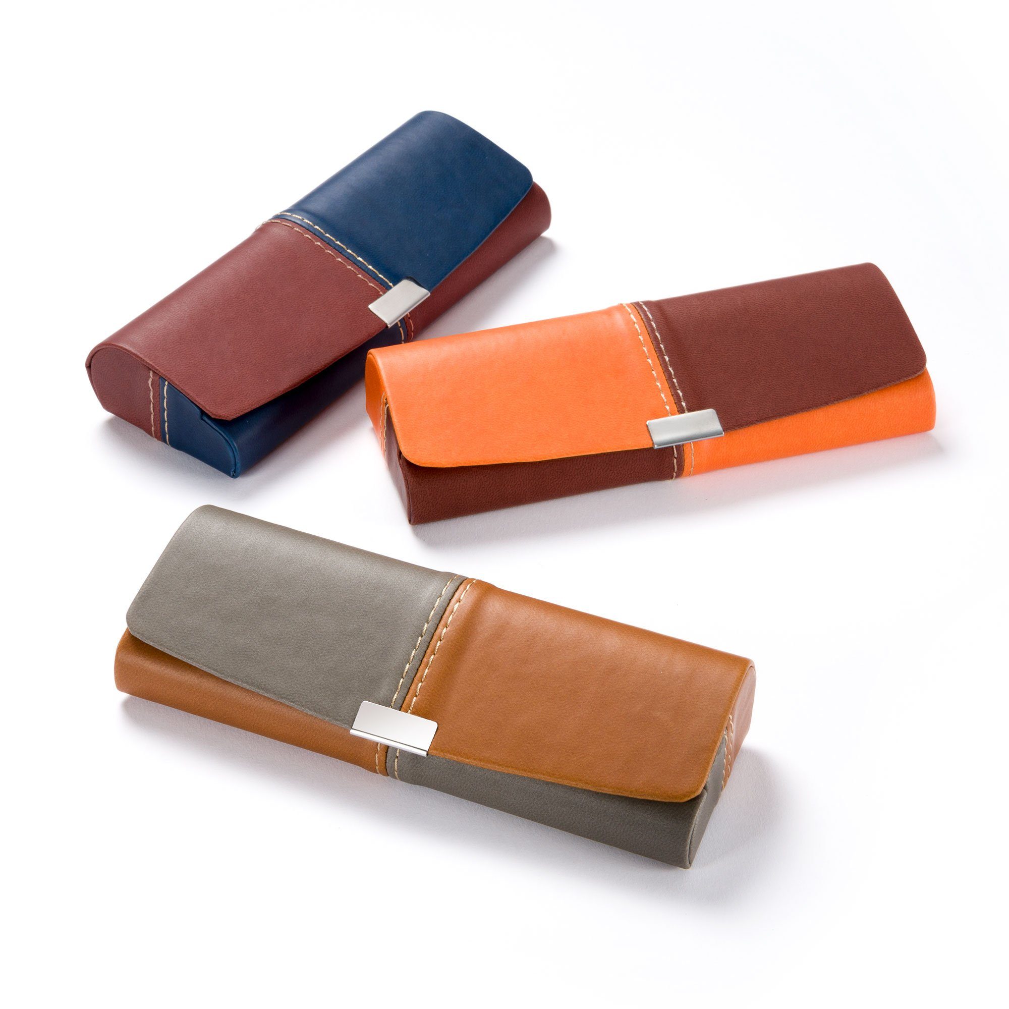 FEFI Brillenetui Hardcase in Leder-Optik (zweifarbig), inklusive Mikrofasertuch