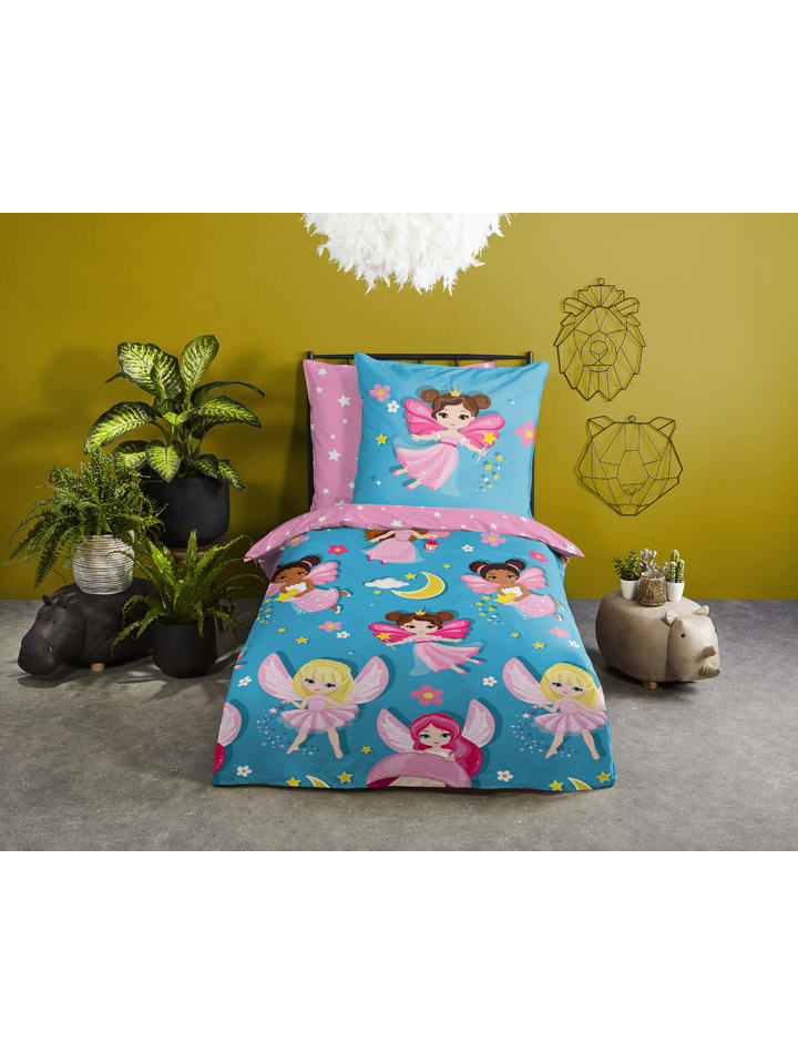 Good Morning Bettwäsche-Set in Hellblau/ Rosa günstig kaufen