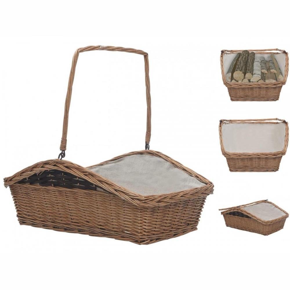 vidaXL Kaminholzregal Holzkorb mit Tragegriff 61,5 46,5 58 cm Braun Weide, BxTxH:61x46x58 cm