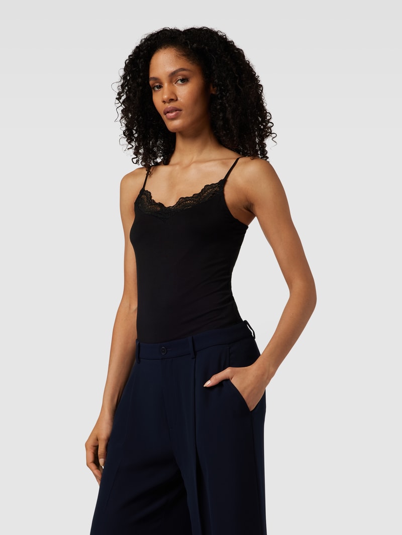 Trägertop mit Spitzenbesatz Modell 'MARICA' in black