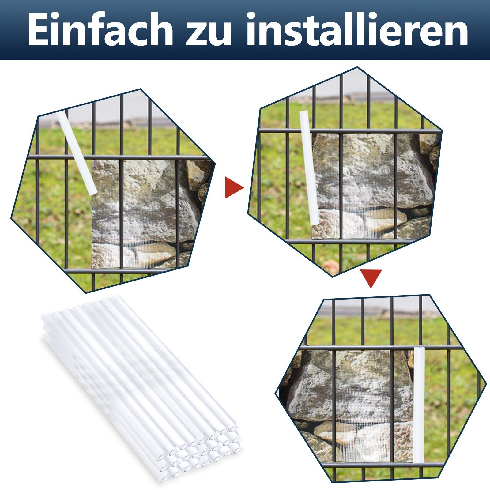 Gimisgu Sichtschutzstreifen 30-60x Befestigungsclips Klemmschienen Sichtschutzstreifen 190x15mm, (30-St)