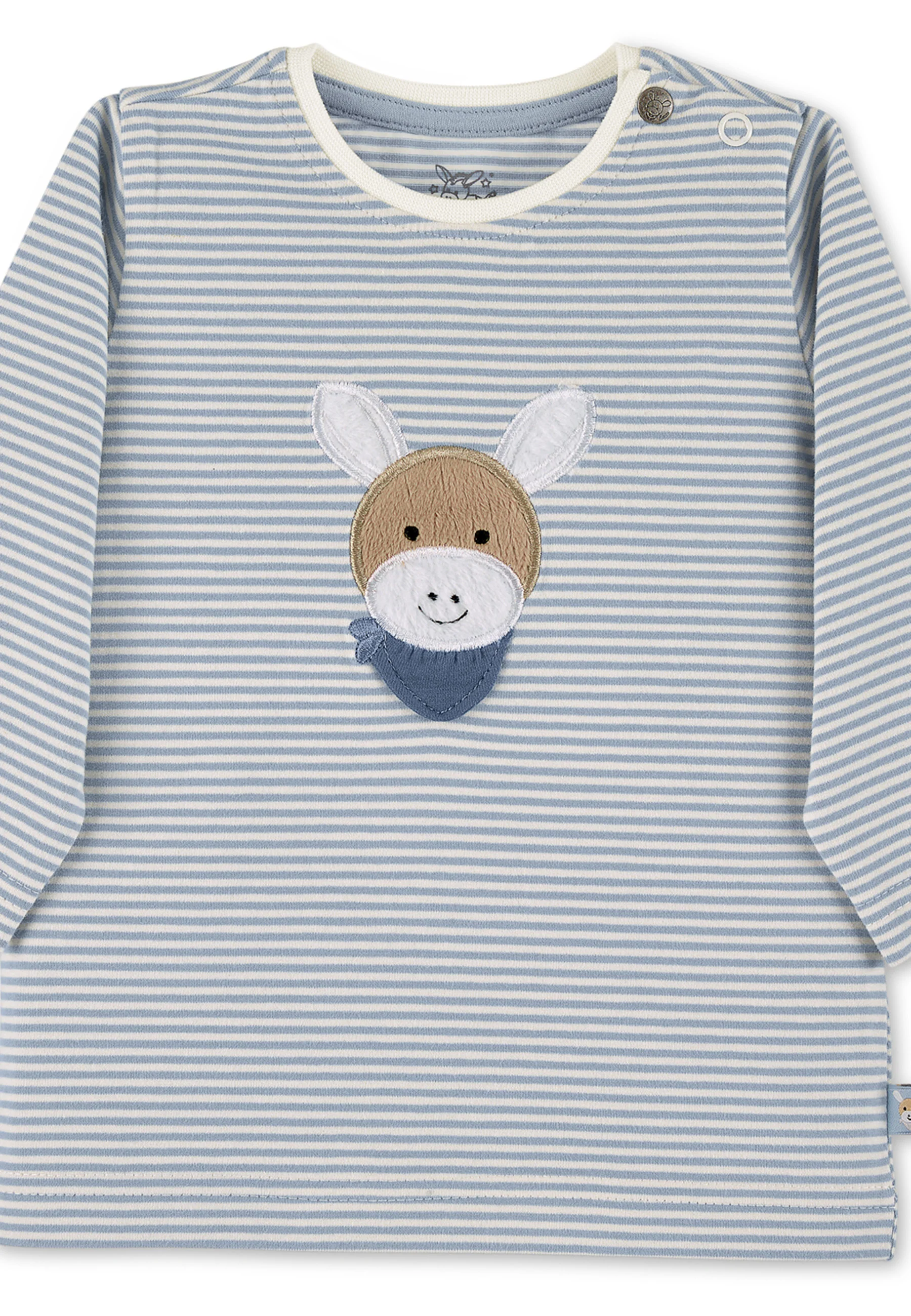 GOTS Langarm-Shirt Esel Emmi Stickerei, gestreift