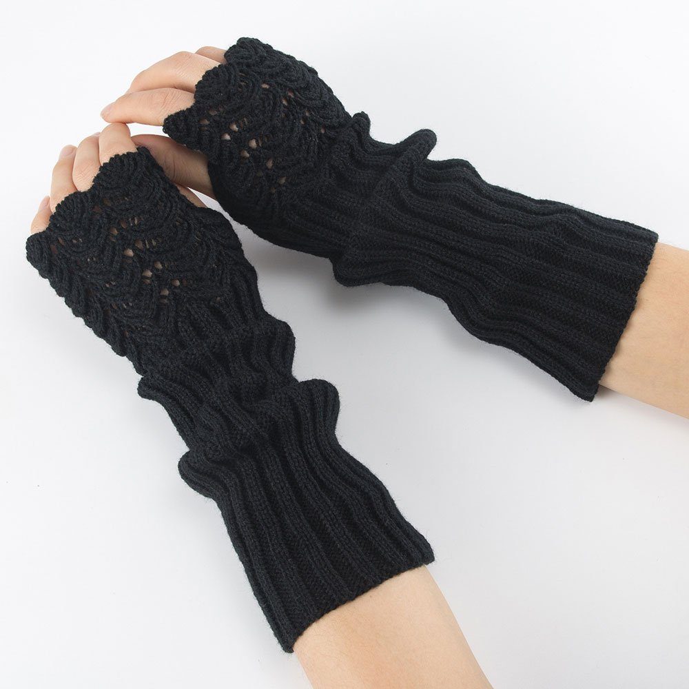 Sarfly Armstulpen Damen Winter Warmer Strick Lange Handschuhe Fashion Armlinge