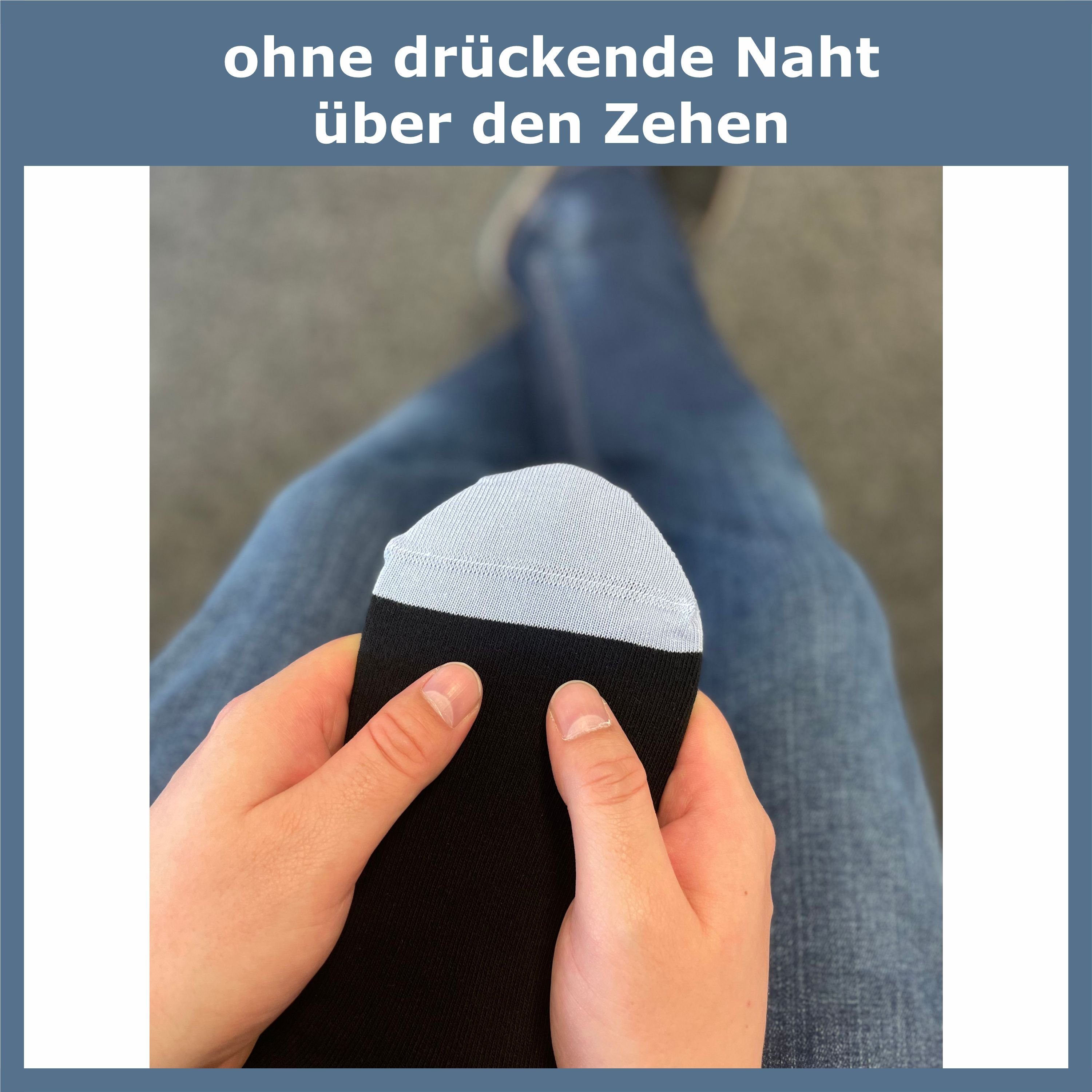GAWILO Diabetikersocken für Damen mit Rollrand - Ohne drückende Naht & ohne Gummidruck (6 Paar) Venensocken aus atmungsaktiver Baumwolle - in schwarz & bunt
