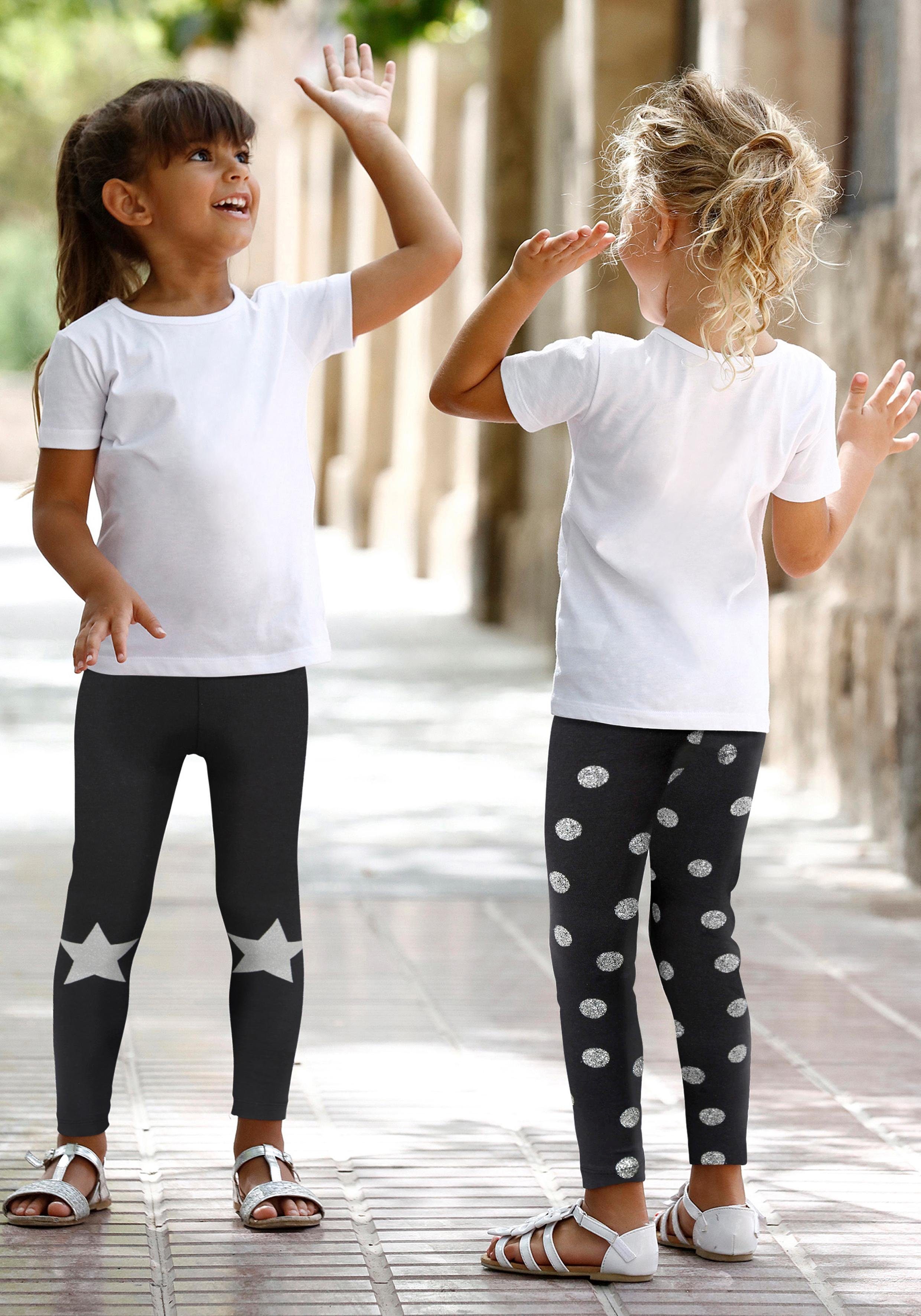 KIDSWORLD Leggings (Packung, 2-tlg) mit Glitzerdruck