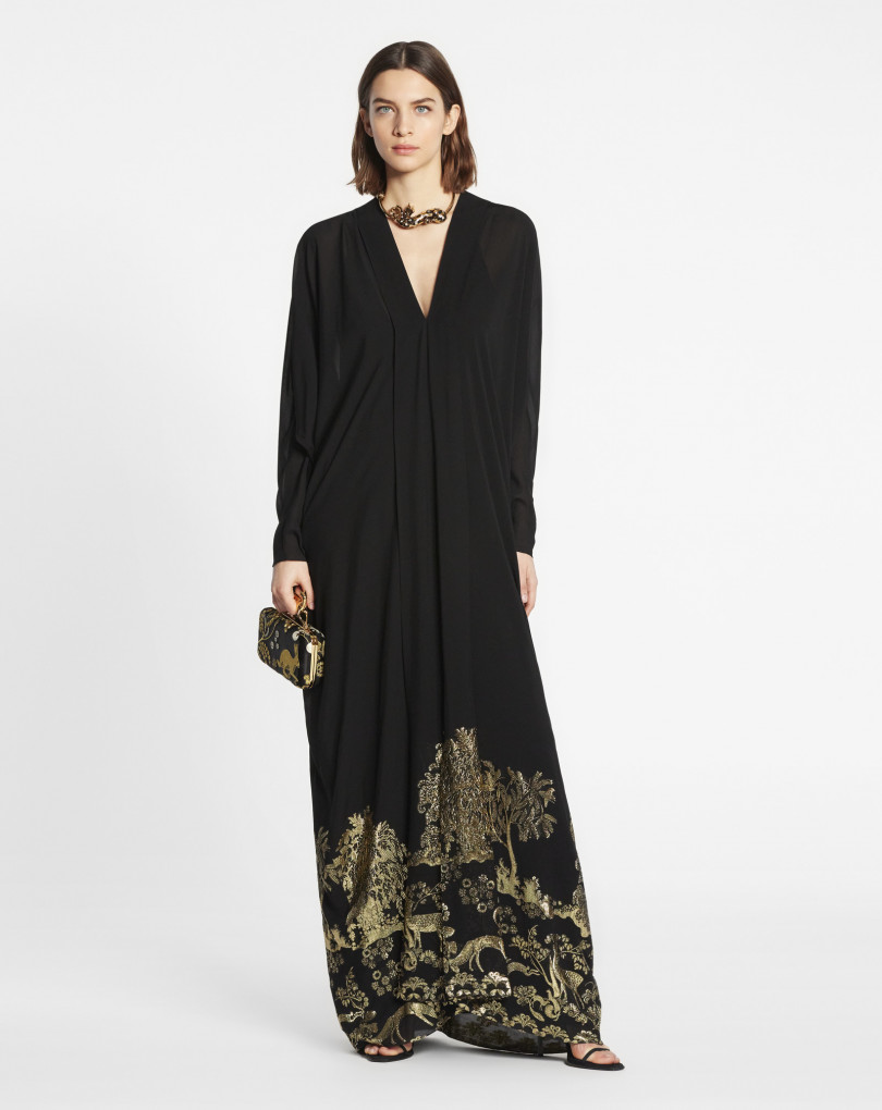 ROBE CAFTAN  EN JACQUARD DE SOIE