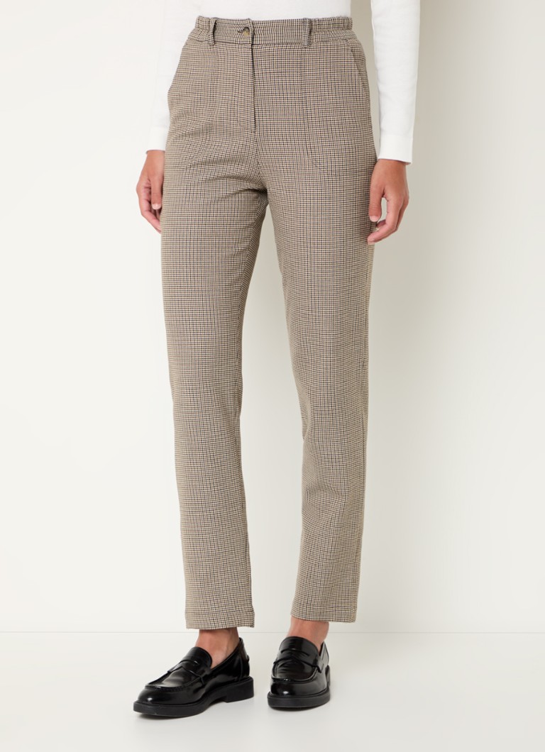 Pantaloni a vita alta e gamba dritta con fantasia pied de poule di Gerard Darel Niamie.