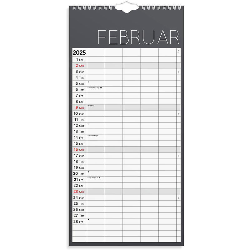 Veggkalender familiekalenderen