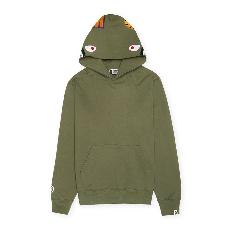A Bathing Ape Shark Pullover Hoodie olive drab