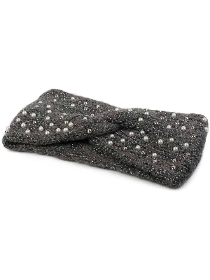 styleBREAKER Strick Stirnband in Grau-Schwarz günstig kaufen onesize