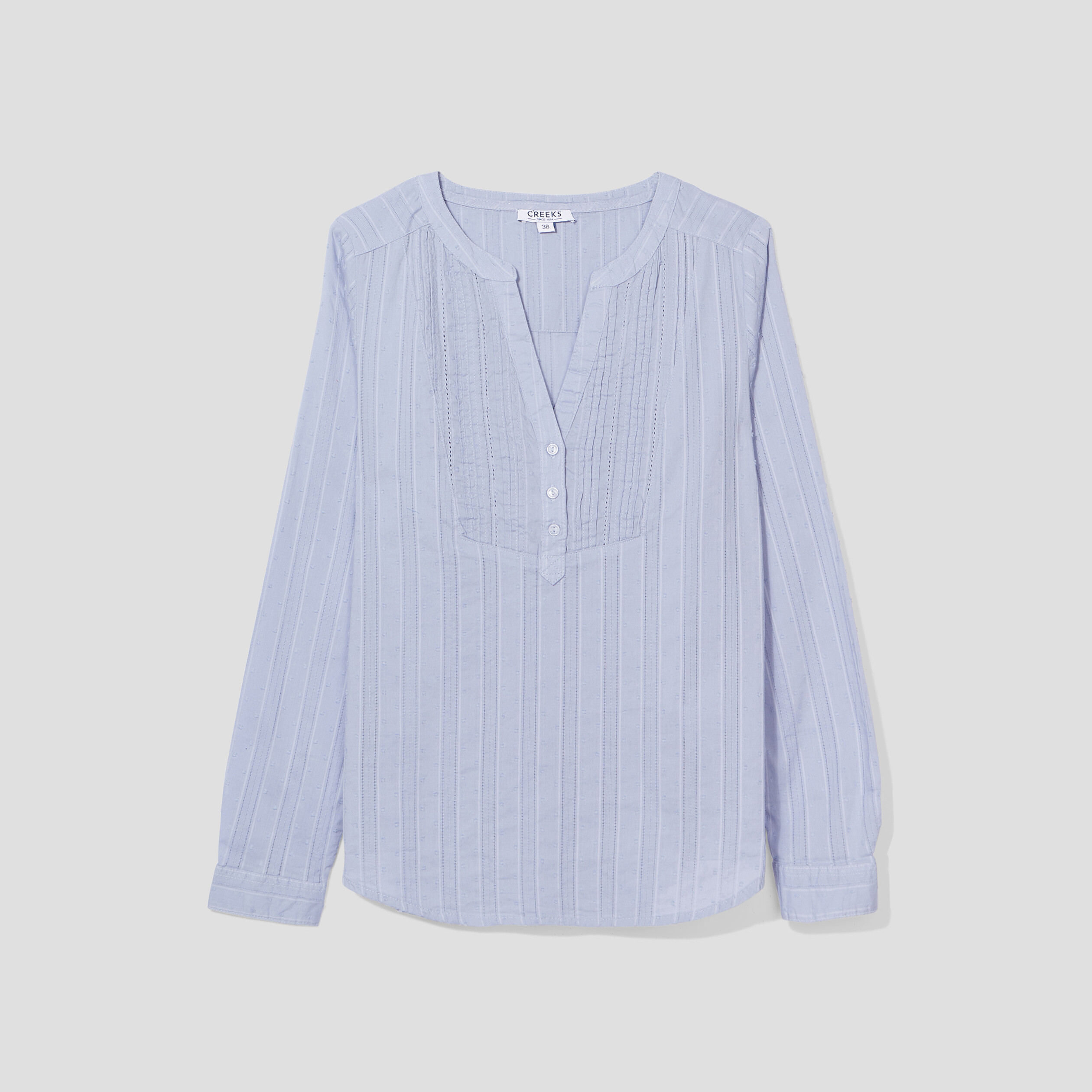 Blouse plastron manches 3 4 Creeks bleu femme | La Halle