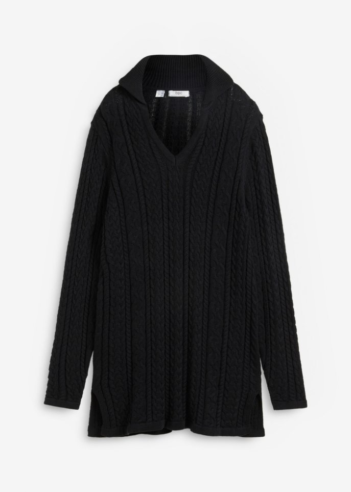 Weiter Baumwoll-Pullover mit Polokragen