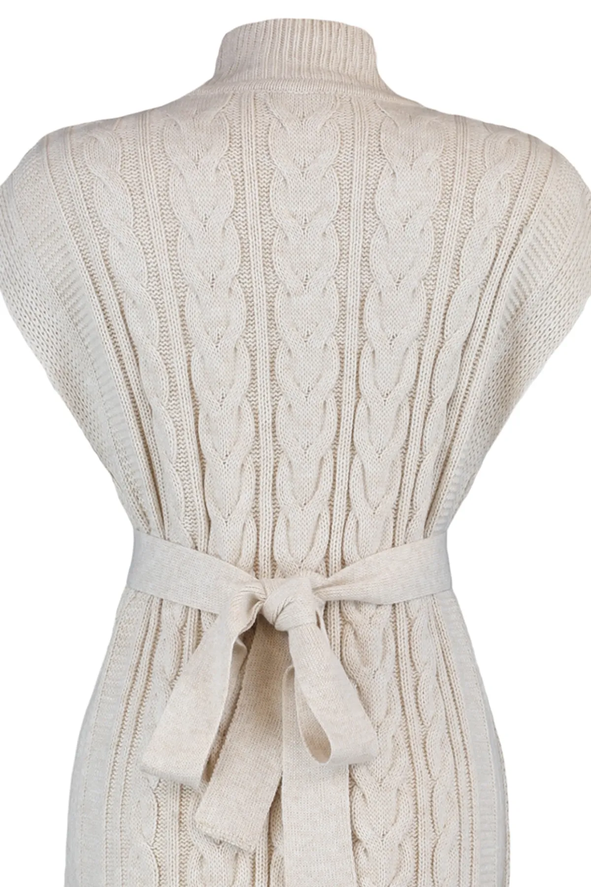 Trendyol Collection  Weit geschnittener Woll-Strickanzug mit Gürtel in Stein TWOAW22BZ0031