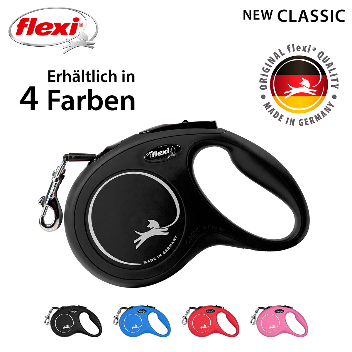 flexi New Classic Gurtleine schwarz günstig kaufen bei ZooRoyal