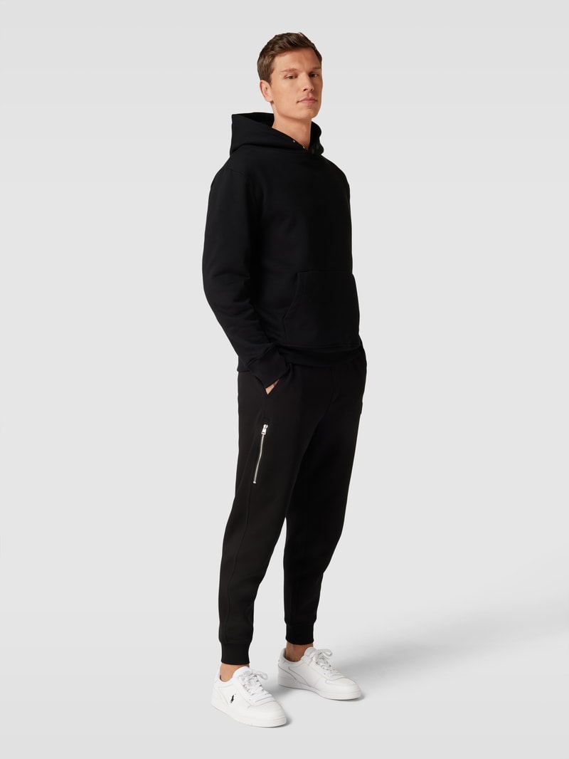Sneaker aus Leder-Mix mit Label-Stitching in weiß