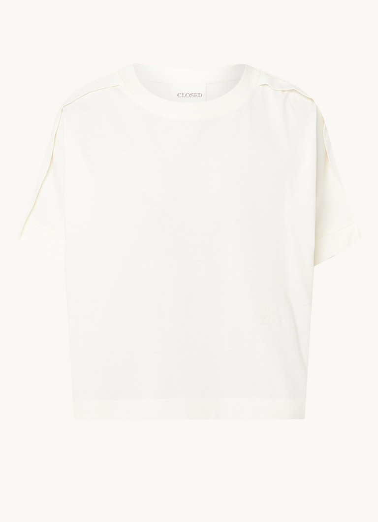 CLOSED  Cropped T-shirt van biologisch katoen met plooidetail