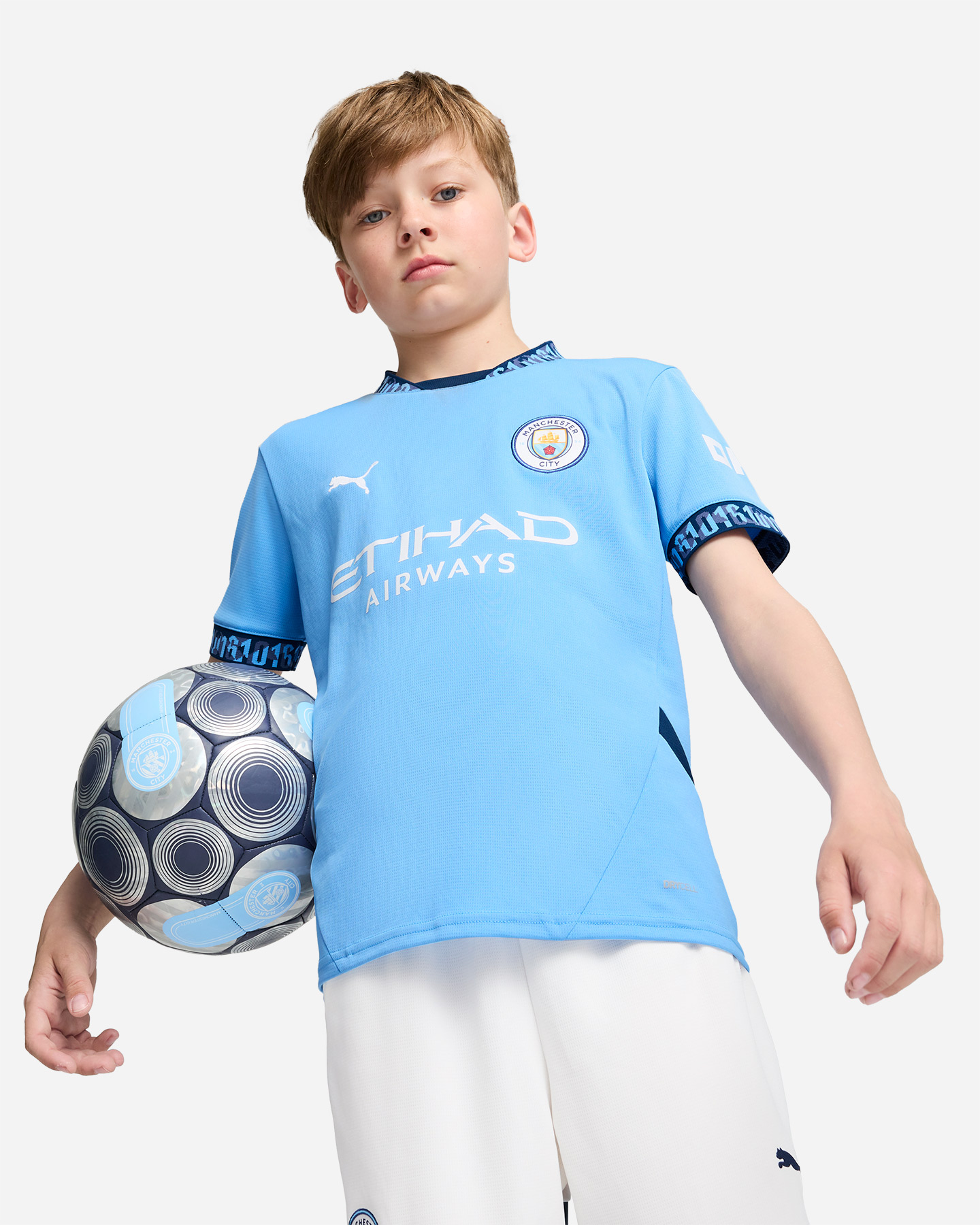 Oficiálna replika domáceho futbalového dresu Puma Manchester City 24-25 Jr 775078-01